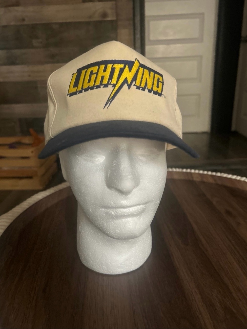 Lightning Trucker Hat - Cream & Navy